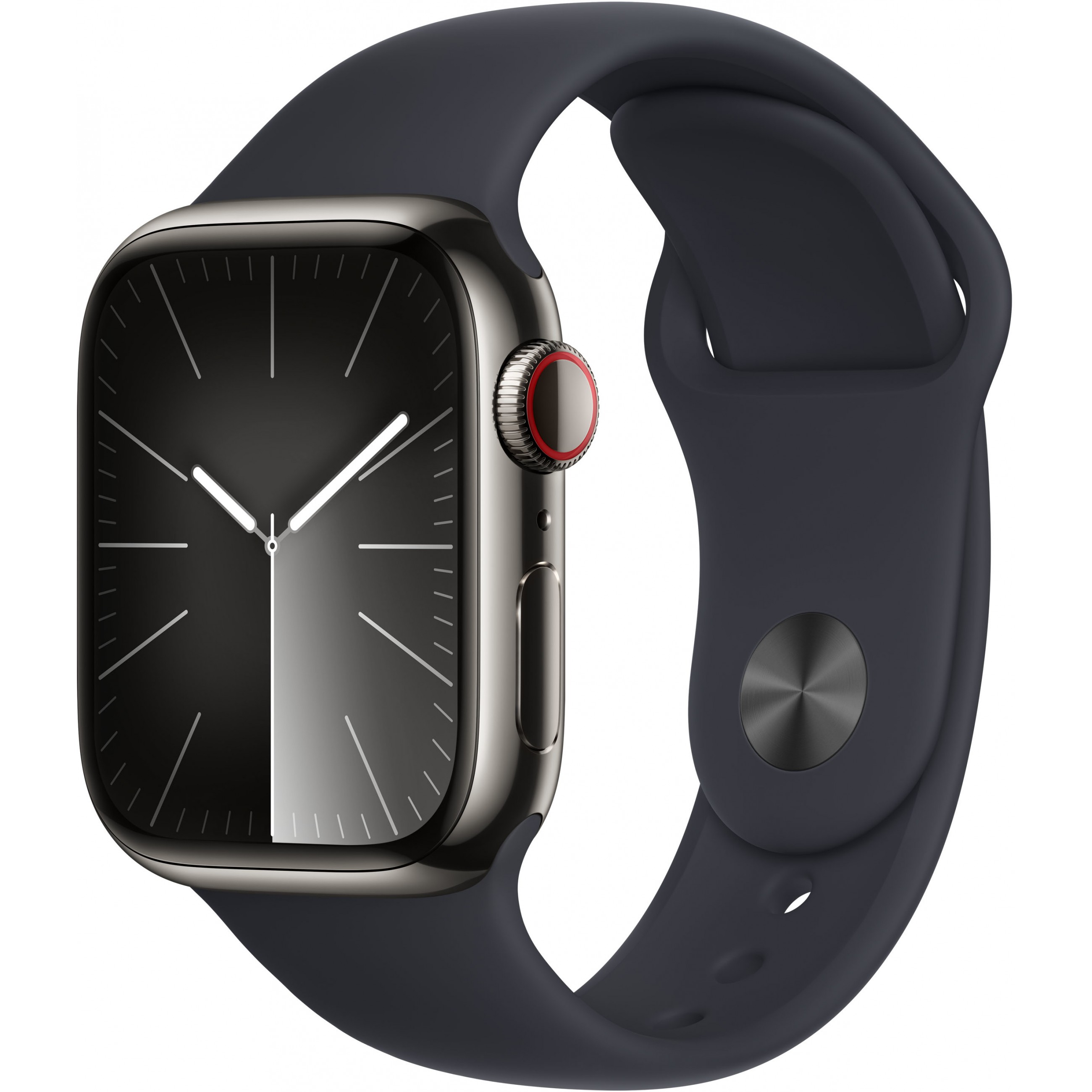 APPLE Watch Series 9 GPS + Cellular 41mm Graphite Stainless Steel Case with Midnight Sport Band - S/
