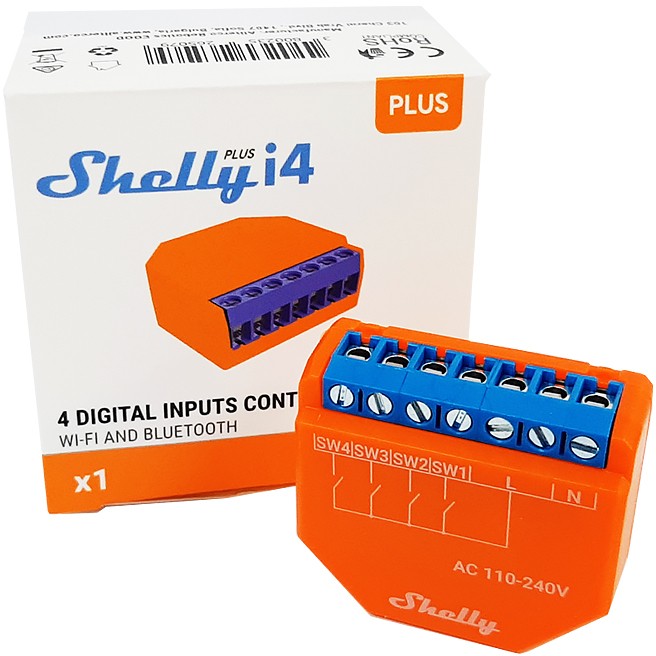 Shelly Plus i4 Leistungsrelais Orange