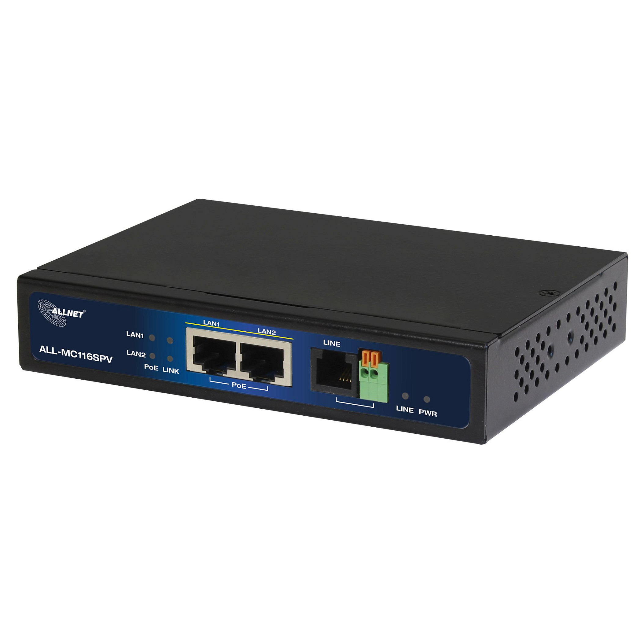 Z ALLNET ISP Bridge Modem VDSL2 mit Vectoring/Point-to-Point Slave-Modem & 2x PoE IEEE802.3at Ports unmanaged ALL-MC116SPV-VDSL2