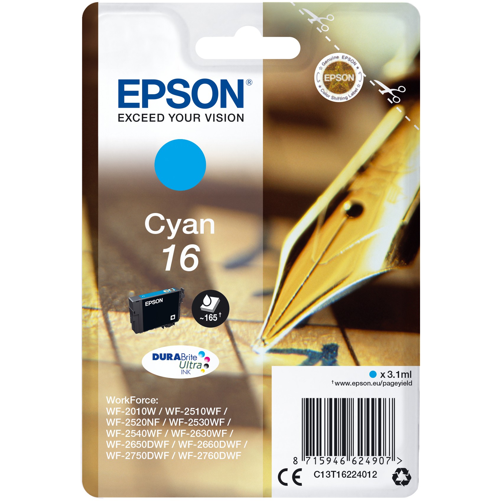 Epson Pen and crossword Singlepack Cyan 16 DURABrite Ultra Ink