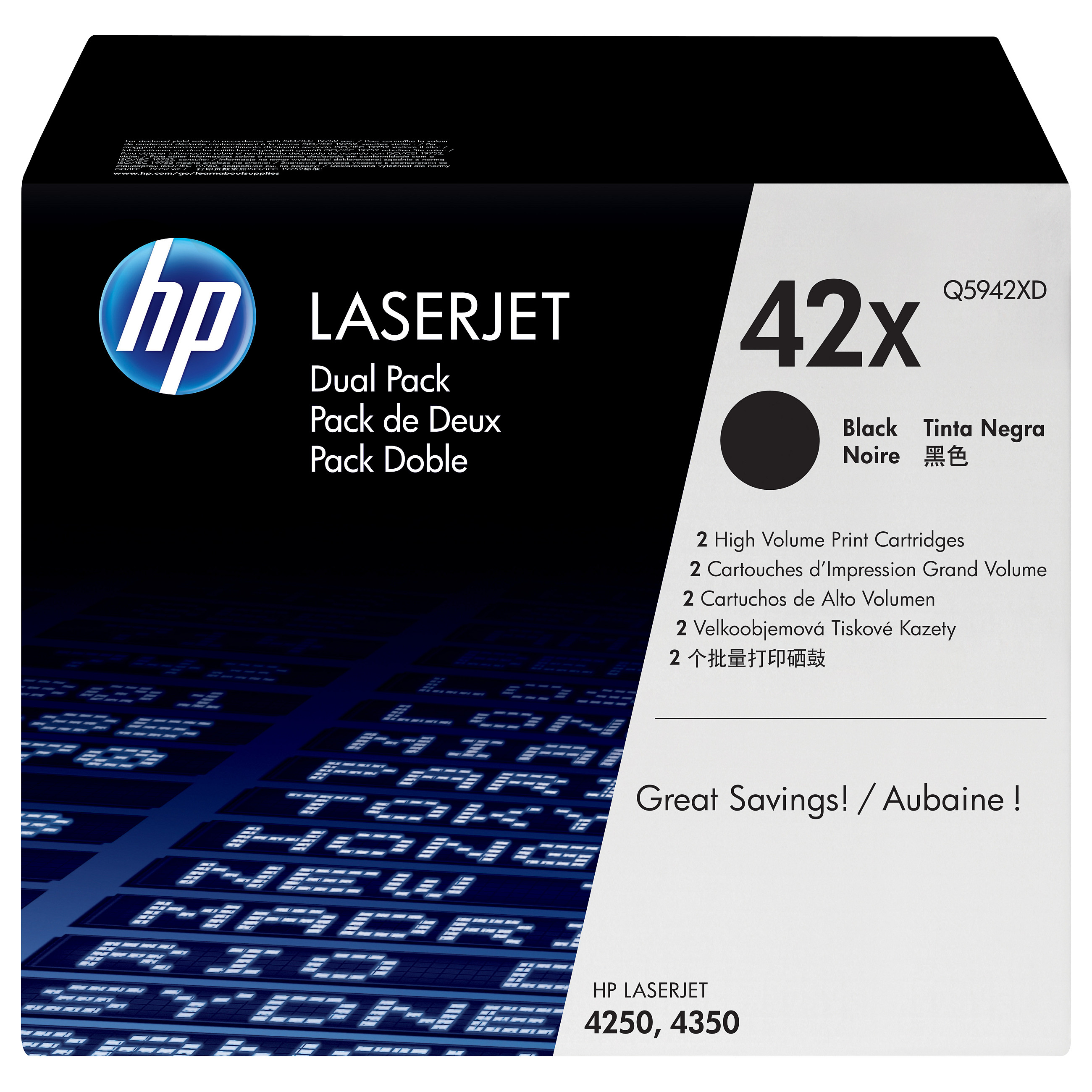 HP Toner 42X Q5942XD Schwarz Doppelpack je 20.000 Seiten