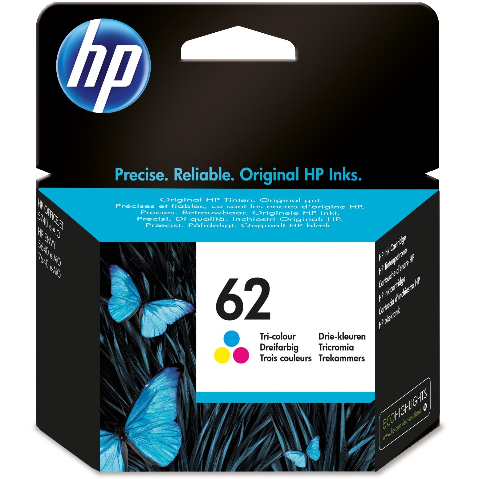 HP 62 Tri-color Original ink cartridge - C2P06AE