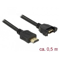 DELOCK Kabel HDMI-A Stecker > HDMI-A Buchse zum Einbau 4K 30Hz 0.5m
