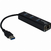 USB3.0 HUB 3Port Inter-Tech Argus IT-310 1x RJ45 Gigabit Lan passiv Black