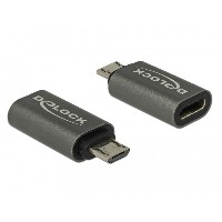 DELOCK Adapter USB 2.0 Micro-B Stecker zu USB Type-C 2.0 Buchse anthrazit
