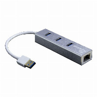 USB3.0 HUB 3Port Inter-Tech Argus IT-310-S 1x RJ45 Gigabit Lan passiv Silver