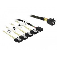 DeLock Mini SAS HD SFF-8643 > 4 x SATA 7 Pin + Sideband 1 m Metall