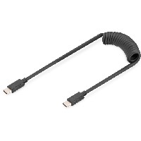 DIGITUS Ladekabel USB-C->USB-C Spiralkabel 1m schwarz