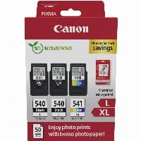 Canon Tinte PG-540L/CL-541XL 5224B015 3er Multipack (2xBK/Color) inkl. Fotopapier