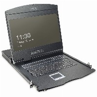 DIGITUS Konsole 19″ 1HE TFT dt.Layout 8Port Touchpad schwar