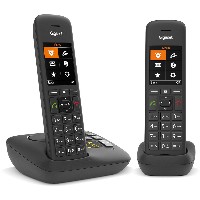 GIGASET C575A Duo schwarz schnurlos analog DECT 2 Mobilteile TFT-Farb-Display Freisprechen Adressbuch fr 200 Eintrge Wecker