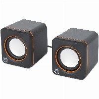 MANHATTAN Lautsprecher fr PC und Laptop 2600 Series zwei verbundene Lautsprecher 1.4 m USB-Kabel USB-C/USB-A-Adapter schwarz/orange