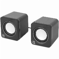 MANHATTAN Lautsprecher fr PC und Laptop 2600 Series zwei verbundene Lautsprecher 1.4 m USB-Kabel USB-C/USB-A-Adapter schwarz/silber
