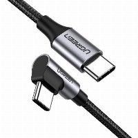 UGREEN USB-C to Angled USB2.0-C Round Cable 1m Gray Black