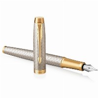PARKER Füller IM Premium Warm Silver F Blau Geschenkbox