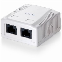 Equip Aufputzdose Cat6 2xRJ45 UTP Premium RAL 9010 Reinweiß Polybeutel