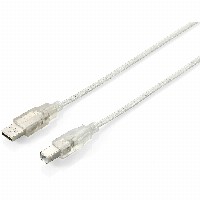 Equip USB Kabel 2.0 A-B St/St 5.00m transparent Polybeutel