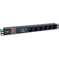 Equip Steckdosenleiste 19″(1HE)6fach mit Schuko + Schalt Alu