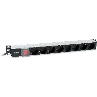 Equip Steckdosenleiste 19″(1HE)8fach Schukon. 3.0m Alu Sch