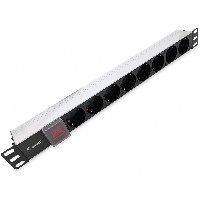 Equip Steckdosenleiste 19″(1HE)8fach Schukon. 1.8m Alu Sch