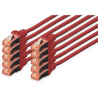 DIGITUS CAT 6 S/FTP Patchkabel, 10 Stück, 0,25m, rot