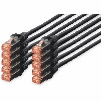 DIGITUS CAT 6 S/FTP Patchkabel, 10 Stück, 0,25m, schwarz