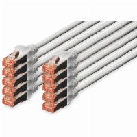 DIGITUS CAT 6 S/FTP Patchkabel, 10 Stück, 0,25m, grau