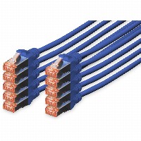 DIGITUS CAT 6 S/FTP Patchkabel, 10 Stück, 0,25m, blau