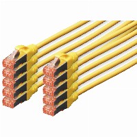 DIGITUS CAT 6 S/FTP Patchkabel, 10 Stück, 0,5m, gelb