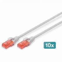 DIGITUS CAT 6 U/UTP Patchkabel - LSZH, 10 Stück, 0,5m, grau