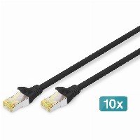 DIGITUS CAT 6A S/FTP Patchkabel, 10 Stück, 0,5m, schwarz