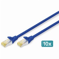 DIGITUS CAT 6A S/FTP Patchkabel, 10 Stück, 0,25m, blau