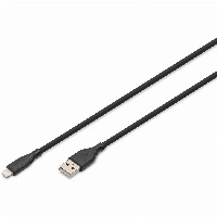 DIGITUS USB 2.0 Kabel Typ A-Lightning Silikon 0,5m MFI schwa