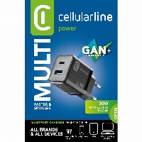 Cellularline USB Charger Multipower Micro 30W GaN 2 Ports PD B