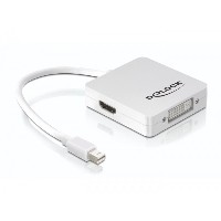 DELOCK Adapter mini Displayport 1.1 Stecker > Displayport / HDMI / DVI Buchse Passiv weiss
