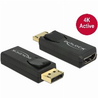 DELOCK Adapter DisplayPort 1.2 Stecker > HDMI Buchse schwarz 4K Aktiv