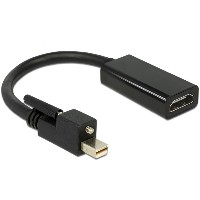 DELOCK Adapterkabel mini Displayport 1.2 Stecker mit Schraube > HDMI-A Buchse 25cm schwarz 4K aktiv