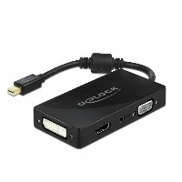 DELOCK Mini DisplayPort 1.2 Adapter zu VGA / HDMI / DVI / Audio Buchse 4K Passiv schwarz