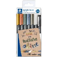 STAEDTLER Marker Metallic & white brush 6 St.& 1 pigm.