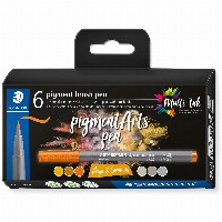 STAEDTLER MultiInk Pigment Arts brush pen 6er-Set grau&Caram retail