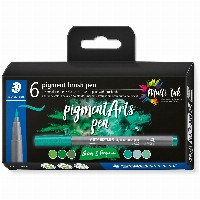 STAEDTLER MultiInk Pigment Arts brush pen 6er-Set grün&türki retail
