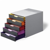 DURABLE Schubladenbox VARICOLOR 5 Fächer Etiketten mehrfbg