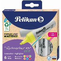 Pelikan Textmarker 490 eco Set aus 6 Neon-Farben im Etui