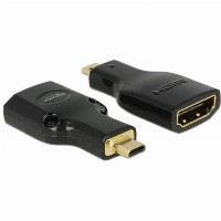 DELOCK Adapter High Speed HDMI mit Ethernet - HDMI Micro-D Stecker > HDMI-A Buchse 4K schwarz