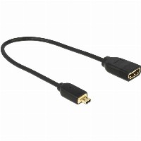 DELOCK Kabel HDMI Micro D Stecker > HDMI A Buchse High Speed with Ethernet 3D 4K 20cm Premium Slim
