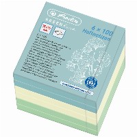 Herlitz Haftnotizblock 75x75mm 6x100Bl GREENline farb. sort.