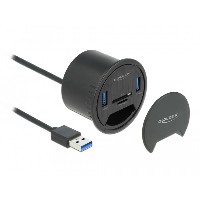 DELOCK 2 Port Tisch-Hub 2x SuperSpeed USB Typ-A und Card Reader fur SD und Micro