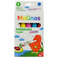 Malinos Airbrush Stifte Magic Teddy 5Farben+Schablone 5+