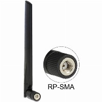 DELOCK Antenne WLAN RP-SMA 802.11 ac/a/h/b/g/n 3-5 dBi omni Gelenk schwarz