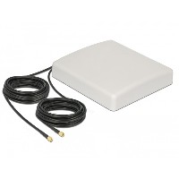 DELOCK LTE MIMO Antenne 2 x SMA Stecker 8 dBi direktional mit Anschlusskabel RG-58 10 m weiss outdoor